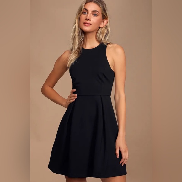 Lulus - Cutout and About Black Skater Dress - Picture 2 of 5
